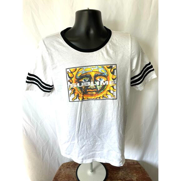 Sublime Sun Logo Ringer Tee White Black XL USA Made - Picture 1 of 7